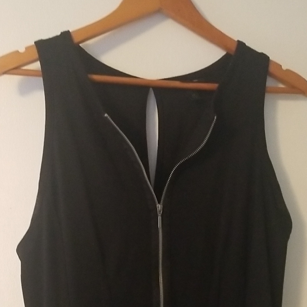 Black Halter Sheath Dress with Silver Zipper